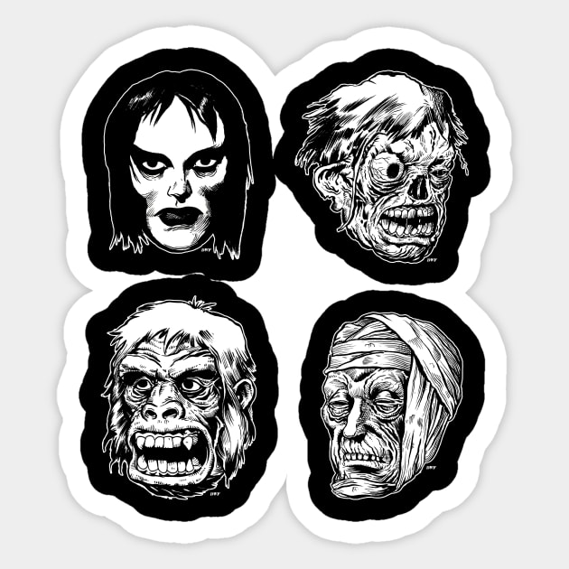 Monster Masks!!! Sticker by D.W. Frydendall